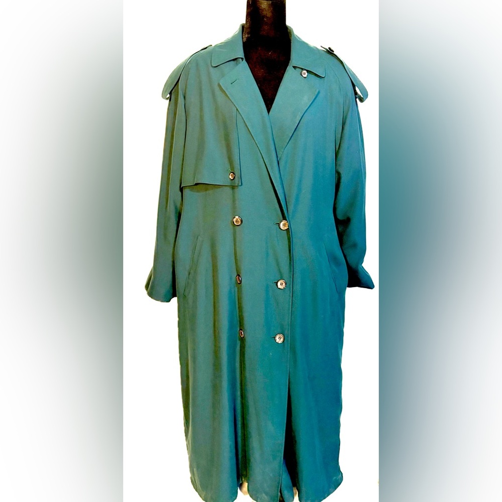 Anne Klein Peacock Green Trench Coat